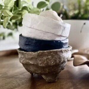 Set/3 Decorative Paper Maché Footed Bowls